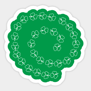 Small Shamrock White Line Spiral St Patricks Day Sticker